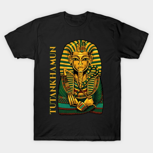 Drawing of the death mask of Tutankhamun T-Shirt by Modern Medieval Design